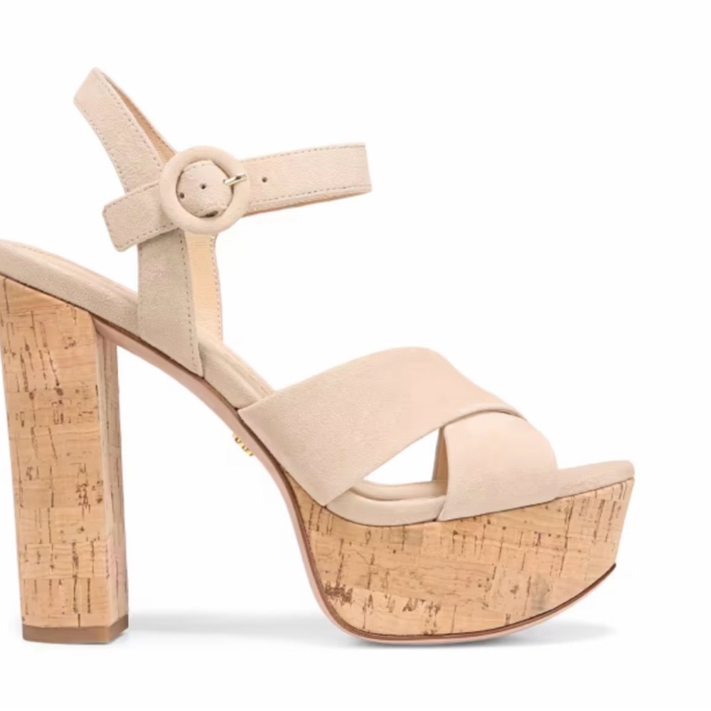 VERONICA BEARD LEELAND Suede City Sandals Platform Cork Heel Sandals